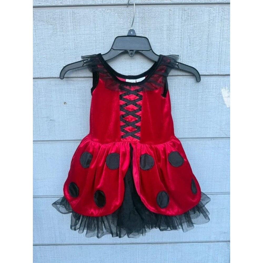 Female kids Girls’ Red & Black Ladybug Dress Halloween costume – Size 4T